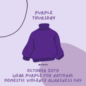 purple background with purple sweater in the center